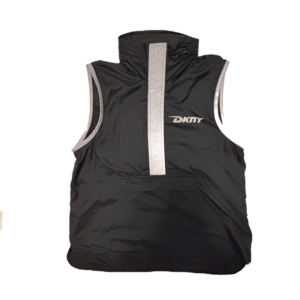 DKNY Black and Silver Sleeveless Vest